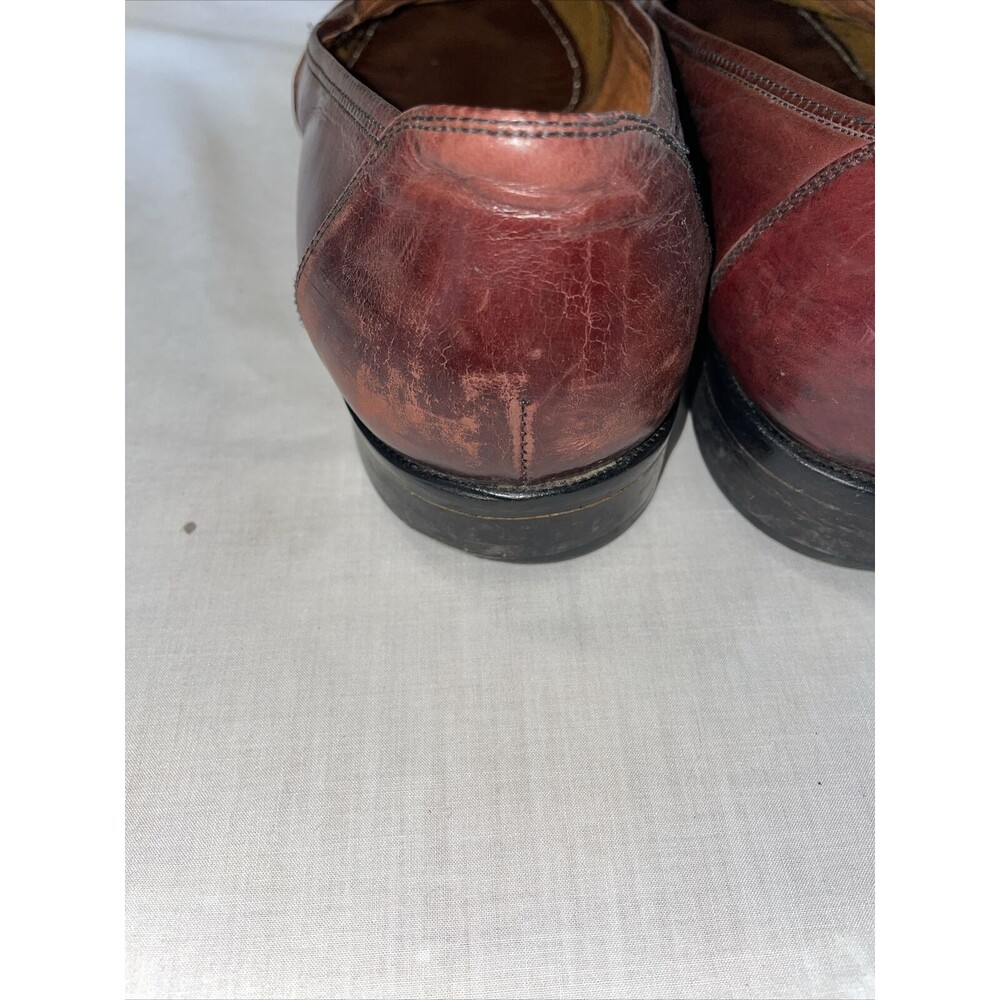 Alfani Italy Dress Loafers Men’s Size 11 W Brown Leather Tassels Block Heels - Picture 12 of 13